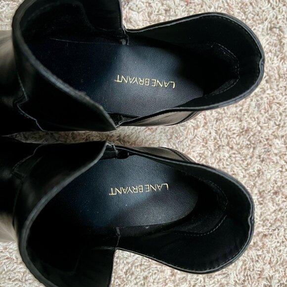 Lane Bryant Black Leather-Look Western Ankle Boots – Block Heel, Size 10W - Picture 2 of 9